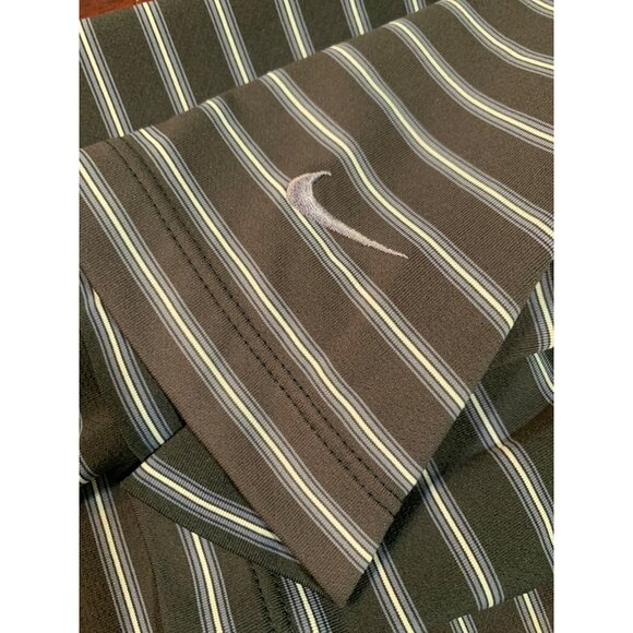 Nike Dry Fit Golf Men’s Medium Dark Gray Striped Short Sleeve Polo Shirt - Picture 3 of 4